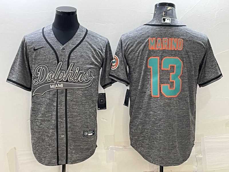Men's Miami Dolphins #13 Dan Marino Grey Gridiron With Patch Cool Base Stitched Baseball Jersey,We sell and wholesale Men's Miami Dolphins #13 Dan Marino Grey Gridiron With Patch Cool Base Stitched Baseball Jersey on line form chian!